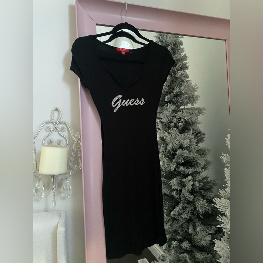 Guess black mid-mini dress